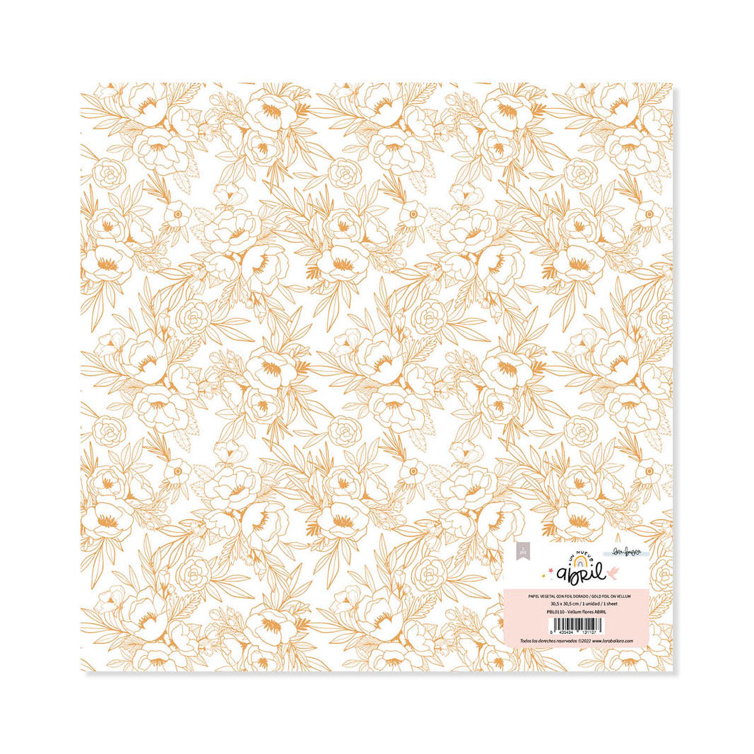 Vellum con foil dorado Flores UN NUEVO ABRIL